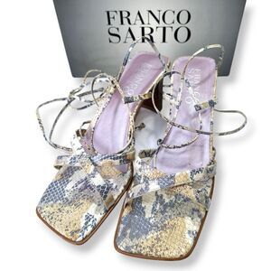Franco Sarto Diavolo Lace-Up Python Snakeskin Leather Sandals High Heels Sz 10M